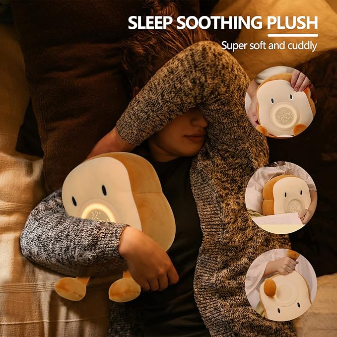 QANYI Plush Toy Night Light Alarm Clock for Kids, Multiin-one Cozy Toast Plushies Bed Clock with Dual Alarm and Snooze, Dimmable Bed Lamp Birthday Gifts Ideal for Children Teens Girls Boys Women