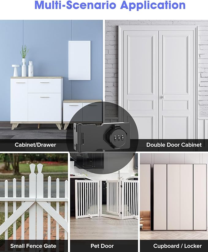 3.5Inch Mechanical Password Rotary Hasp Latch Locks, 3-Digit Cabinet Combination Lock for Small Doors, Cabinets, Barn Door, Closet, Kitchen Drawers, Cupboard (Black -1pc)