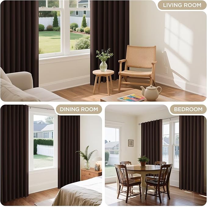 Joydeco Blackout Curtains 84 Inch Long for Bedroom, Thermal Insulated Black Out Curtains 2 Panels Set, Room Darkening Drapes for Living Room Window (W52 x L84 Inch, Chocolate)