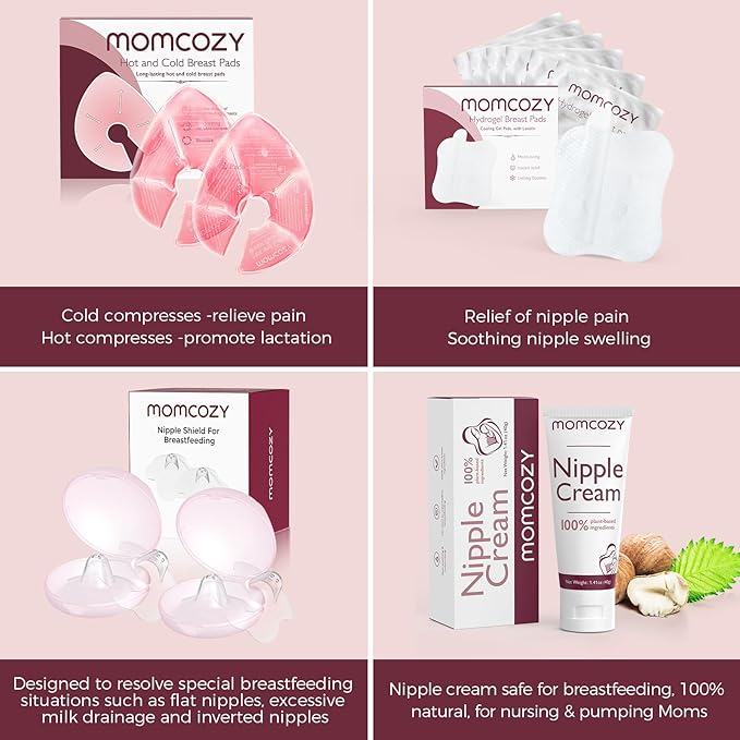 Momcozy Larger Breast Therapy Packs, Hot and Cold Breast Pads with 2 Soft Covers, Breastfeeding Essentials，2 Pack，Pink