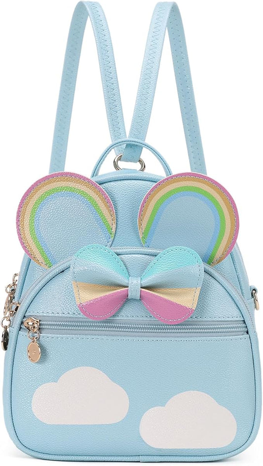 KL928 Girls Bowknot Polka Dot Cute Mini Backpack Small Daypacks Convertible Shoulder Bag Purse for Women