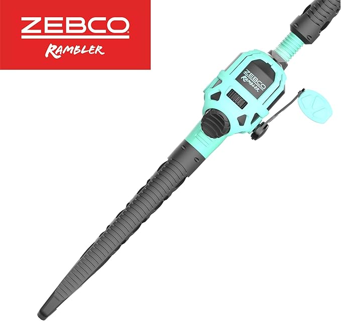 Zebco Rambler Fishing Reel and Rod Combo, Durable Fiberglass Rod with Built-in Carabiner, Patented No-Tangle Reel, Pre-Spooled with 8-Pound Zebco Fishing Line