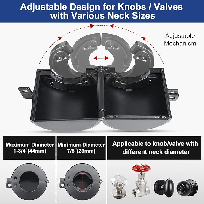 Door Knob Locking Cover with Padlock, Heavy Duty All Metal Version, Adjustable Design, Lockout Device to Disable Doorknob, Prevents Turning & Block Keyhole Access, Safety for Child/Elderly