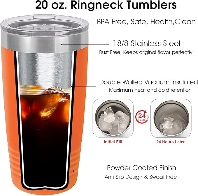 Personalized Gifts, Travel Coffee Mug, Engraved Tumbler with Names and Text, Personalized Cups Double Walled Insulated Coffee Cup for Travel, Work, Gym, Gift for Her, (Orange, 20oz)