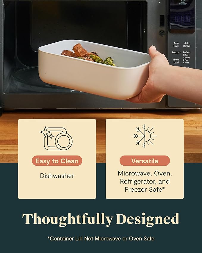 Caraway Glass Food Storage - 6.6 Cup Glass Container - Ceramic Coated Food Container - Non Toxic, Non Stick - Dishwasher, Oven, & Microwave Safe – Gray