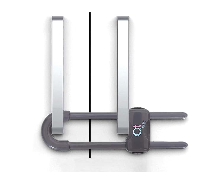 Baby Proofing Cabinet Locks Adjustable U Shaped Baby Safety Latches for Drawers, Fridge, Closet Modern Baby Proofing Cabinet Lock with Extra Secure Lock Buttons (Pack of 6, Thunder Grey)