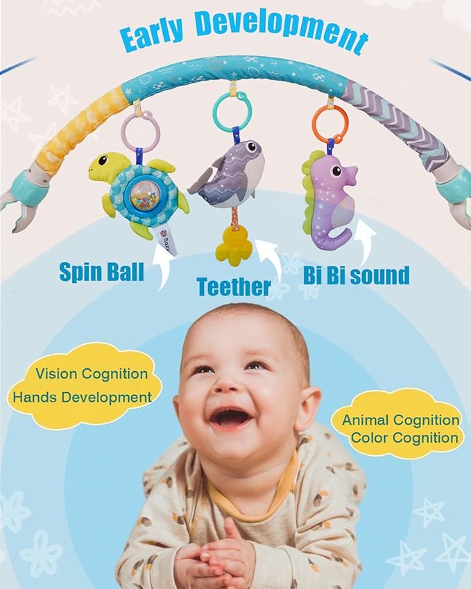 Pau1Hami1ton Car Seat Toys, Stroller Toys,Car Seat Toys for Babies 0-6 Months,3 Month Baby Toys Fit for Crib Bed,Stroller,Car Seat,Baby Gifts.S-19(Whale)