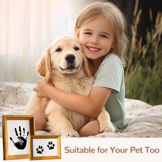 6" x 4" Large Size Baby Inkless Handprint and Footprint Kit with 4 Ink Pads and 8 Imprint Cards by PChero, Ideal for Family Keepsake Newborn Registry Baby Shower Present (Ink Area: 4.9" x 3.14")