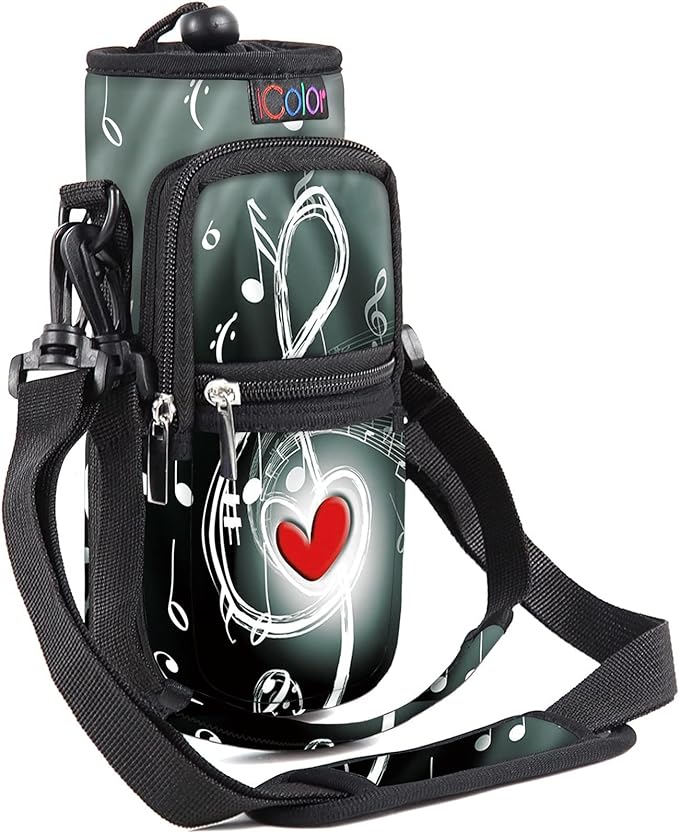 icolor Water Bottle Carrier Bag with Strap 25/32/40 oz Crossbody Bottle Holder with Phone Pocket Sling Sleeve Insulated Neoprene Water Bottle Pouch for Walking Travelling