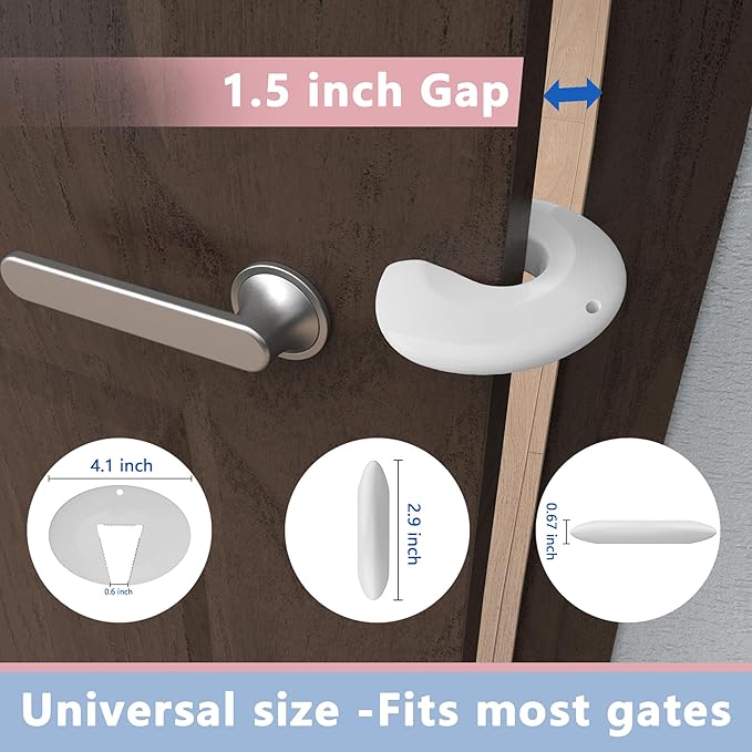 Door Pinch Guard and Door Slam Stopper, Durable Silicone Door Finger Pinch Guard, Prevents Finger Pinch Injuries, Slamming Doors, Door Safety for Kids, 4 Packs White Basic.