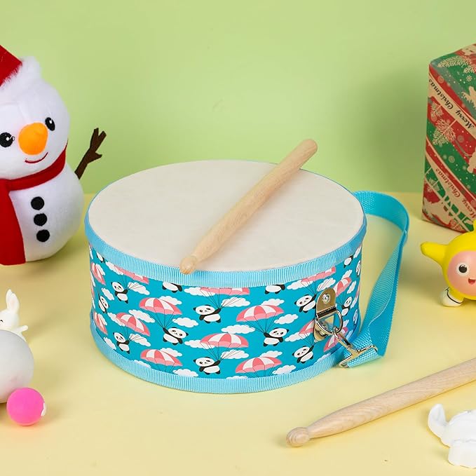 Kids Drum Set with Adjustable Strap: Toddler Musical Instrument for Ages 3-5, Wearable Drum Kit with Drumsticks, Educational Percussion Toy for Rhythm Music Development (Blue)