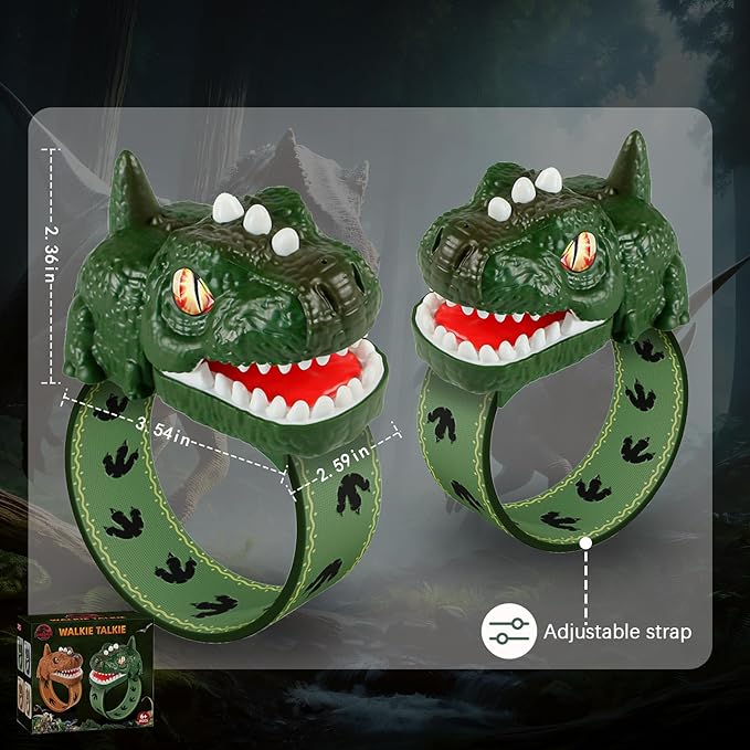 Rechargeable Dinosaur Walkie Talkies for Kids, 2 Pack T-Rex Camping Gear Outdoor Toys Long Range Birthday Easter Christmas Stocking Stuffers for 6 Age+ Boys Girls
