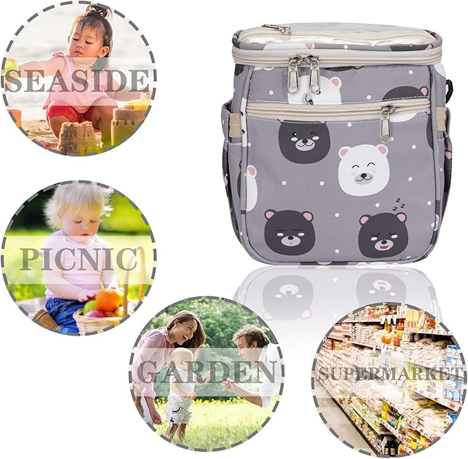 Baby Stroller Organizer Bag，Small Diaper Bag - Universal Stroller Organizer With Insulated Cup Holder,Pocket With Baby Wipes Dispenser，Adjustable Shoulder Strap (Light Gray)