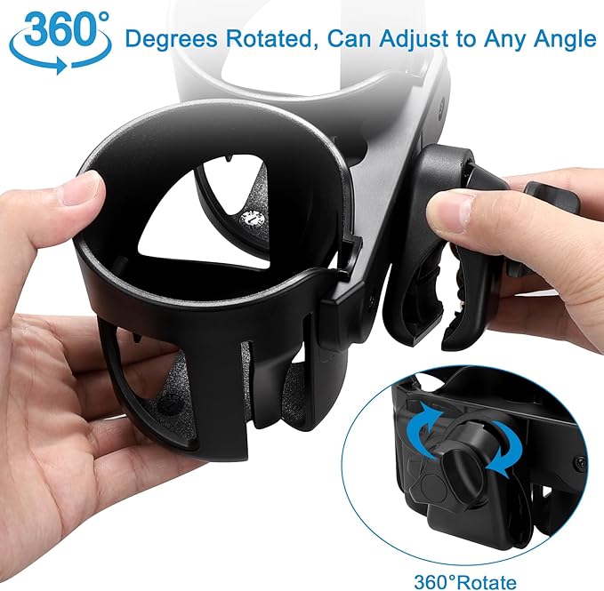 Accmor Universal Cup Holder, Stroller Cup Holder, 360° Rotatable Large Caliber Designed Bottle Holder for Stroller, Bike, Wheelchair, Walker, Scooter
