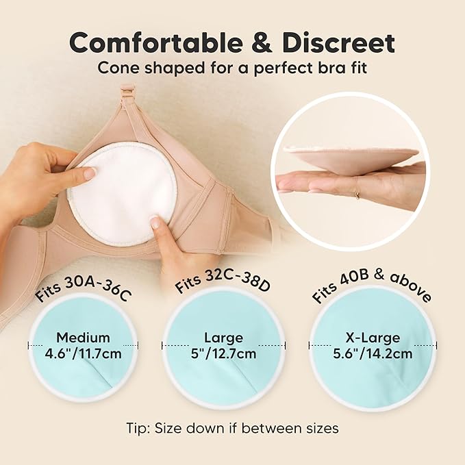 Organic Nursing Pads - 14 Washable Viscose Derived from Bamboo Breastfeeding Pads, Wash Bag, Reusable Breast Pads for Breastfeeding, Nipple Pads for Breastfeeding Essentials(Pastel Touch, L 4.8")