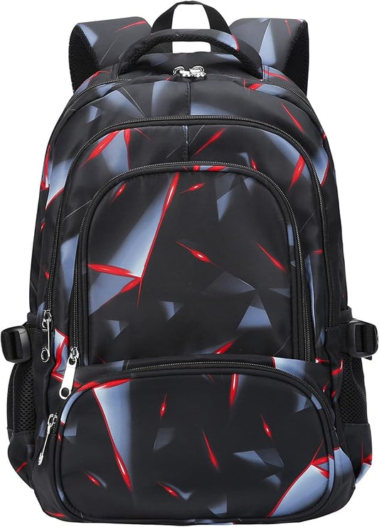 BLUEFAIRY Kids Backpack for Boys Elementary Primary School Bags for Childs Black Bagpack Book Bag Back to School Gifts for Son Mochilas Escolares para Niños 17" Large Compartment Black/Red