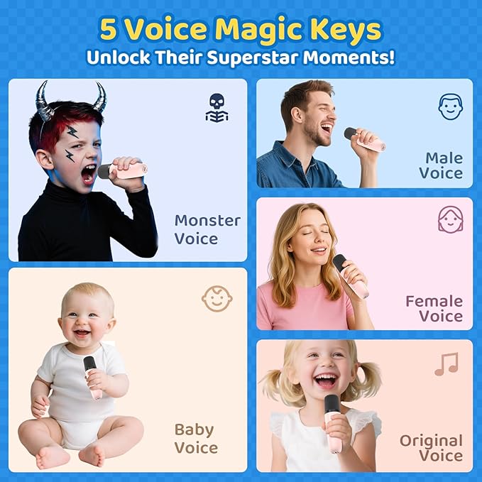 Karaoke Machine for Kids, Toys for 3-12 Years Old Girls Gifts, Kids Karaoke Microphone Machine Toy, Best Fun Christmas Birthday Gifts for 5 6 7 8 9 10 11 Years Teens Girl Boys Pink 2 Mic