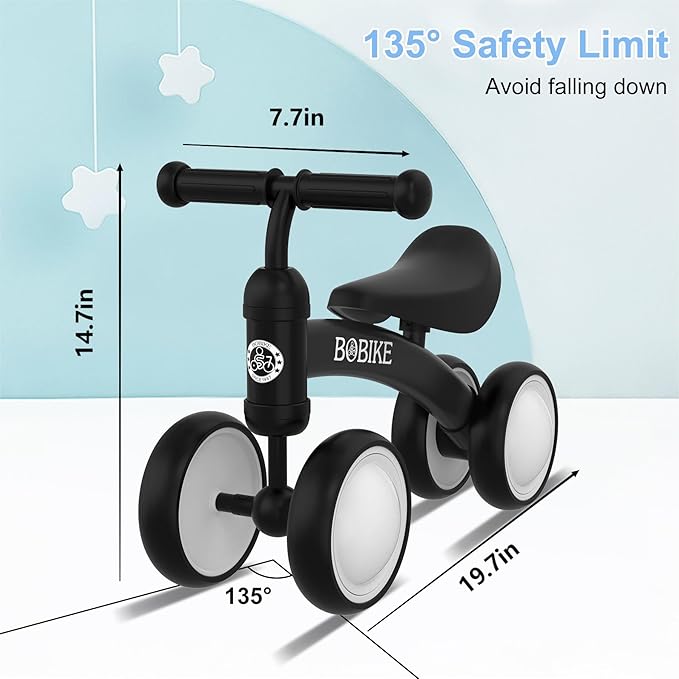 Baby Balance Bike Toys for 12-36 Months Kids Toy Boy and Girls Gifts Toddler Best First Birthday Gift Children Walker No Pedal Infant 4 Wheels Bicycle (Colorful, Black-Light)
