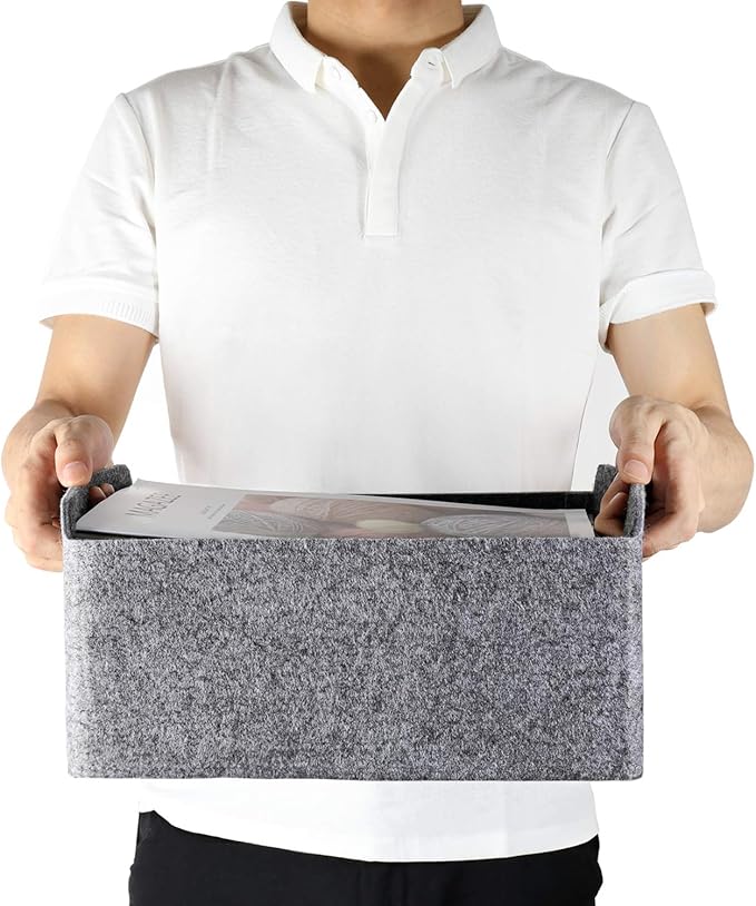 Welaxy Storage Baskets Collapsible Felt Storage bin Foldable Shelf Drawers Organizers for Kids Pet Toys magazine Books Clothes Closet Cabinet decluttering (Charcoal)