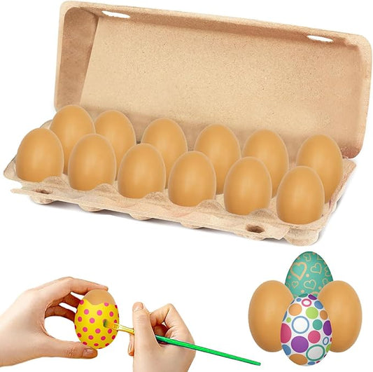 Smooth Brown Wooden Easter Eggs, Perfect for Easter Crafts, Décor and Egg Hunts, 2.3" Inches (24-Pack)