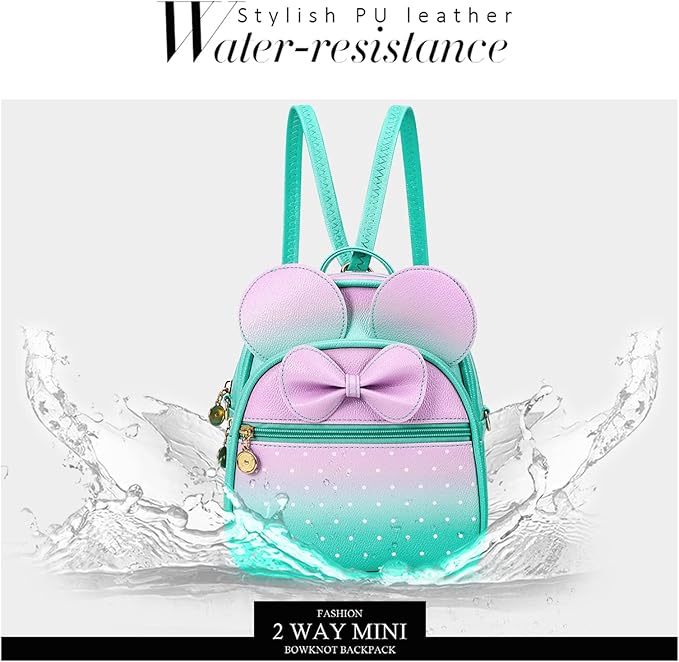 KL928 Girls Bowknot Polka Dot Cute Mini Backpack Small Daypacks Convertible Shoulder Bag Purse for Women