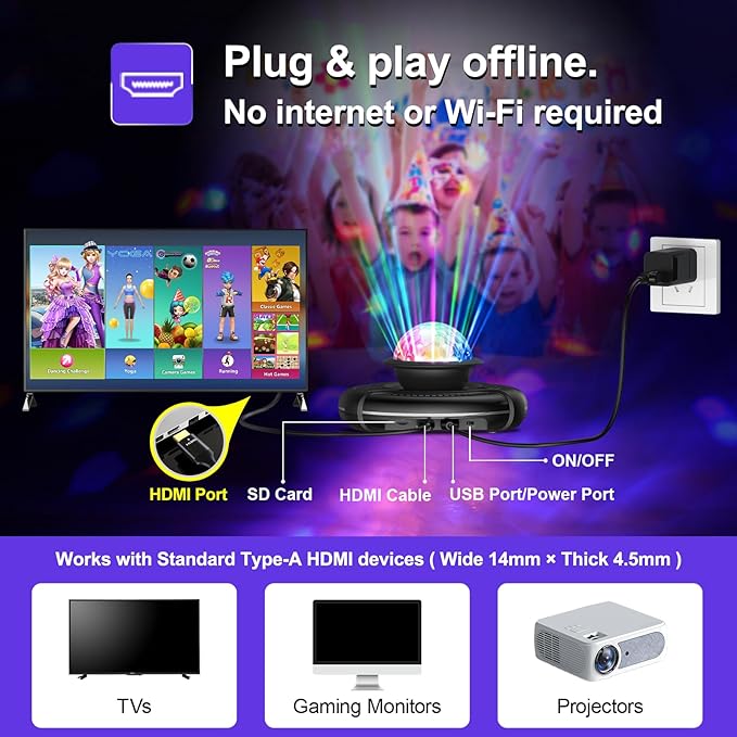 FWFX Dance Mat for TV Games - Wireless Musical Electronic Dance Pad for Kids & Adults, 2-Player Indoor Active Exercise Game for Family Parties, Birthday for Boys and Girls