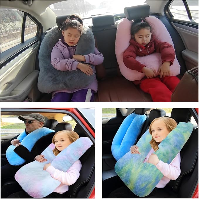 Travel Pillow Car Pillow Kid Car Sleeping The Sleeping Aid for Adults and Kids on Road Trips Kids Travel Pillow Colorful Blue