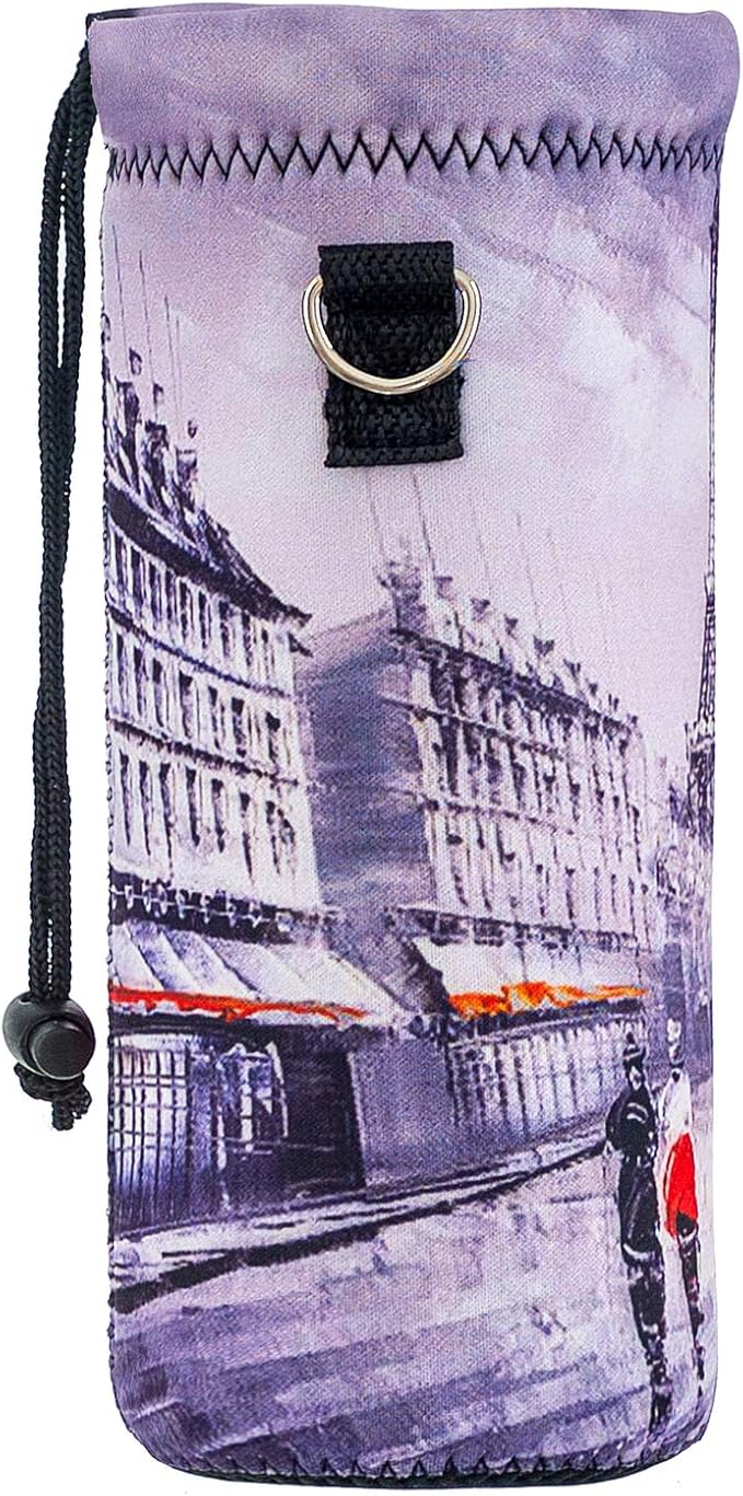 Neoprene Water Bottle Carrier Bag with Adjustable Shoulder Strap for Men Women Walking Hiking,Portable Insulated Holder Case for Stainless Steel/Glass/Plastic Bottles