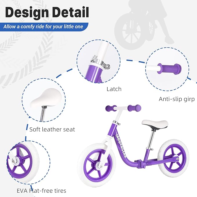 Balance Bike for Toddlers Ages 1.5–5 – No-Pedal Training Bike with Adjustable Seat & Handlebar, Lightweight Frame, Easy Assembly for Boys & Girls