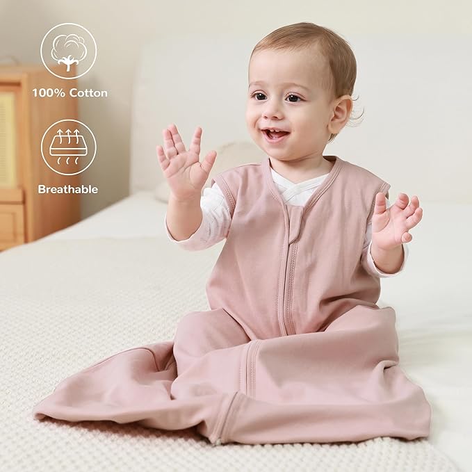 JELLYMONI Baby Sleep Sack 12-18 Months 100% Cotton Wearable Blanket, 0.5 TOG Soft Lightweight Toddler Sleeping Sack 3 Pack 2-Way Zipper Newborn Sleep Sacks