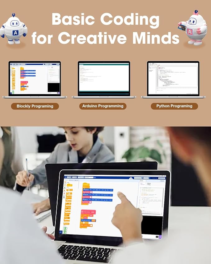 Biped Robot Kit STEM Toys Science Kit for Kids, Bionic Bipedal Robotics Programmable Coding Crafts Set for Arduino ESP32, Birthday Gift for Age 8-12 Boys Girls Teens