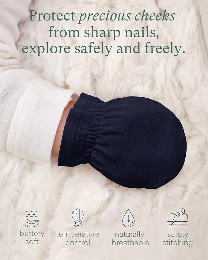 SuperSoft Baby Mittens, Bamboo Viscose Infant Newborn Mittens for Girls Boys No Scratch Gloves 6 Pack