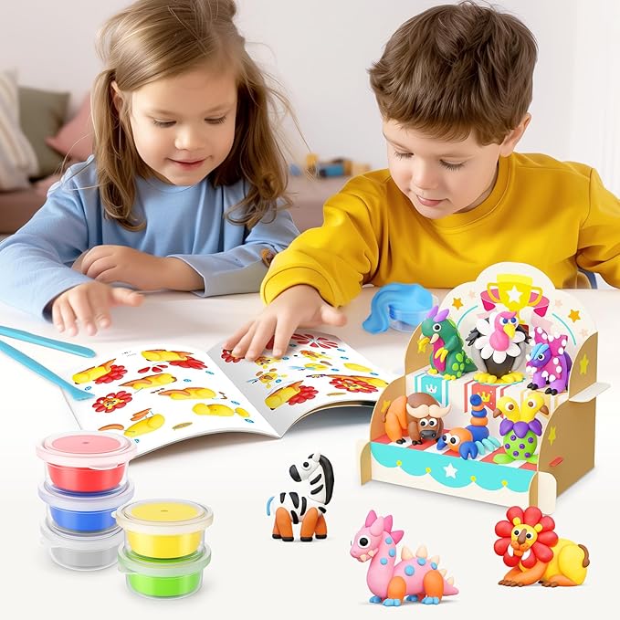 Drama Planet Air Dry Clay Kit for Kids - 18 Cans of Modeling Clay, 46-Page Guidebook with 26 Character Tutorials, Great Gift for Boys & Girls