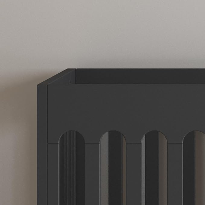 Foundations Boutique Folding Mini Baby Crib - Compact, Portable, Wooden Hotel Crib, Foldable Compact Cribs for Baby & Toddlers - Includes 3" Foam Mattress - Ebony