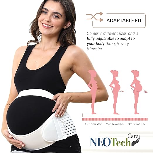 NeoTech Care Pregnancy Support Maternity Belt, Waist/Back/Abdomen Band, Belly Brace (Size S, Ivory Color)