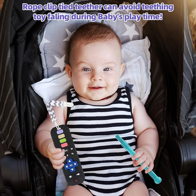 Teething Toys for Babies 0-6 6-12 12-18 Months Bpa Free Teething Sticks and Remote Teether for Babies Baby Sensory Chew Toys for Infants 0-18 Months