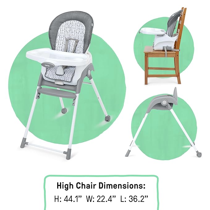 Ingenuity Trio Foldaway 6-in-1 Baby High Chair, 6 Ways to Use, Toddler Chair, Foldable Legs, 6M-5Y - Endless Blooms