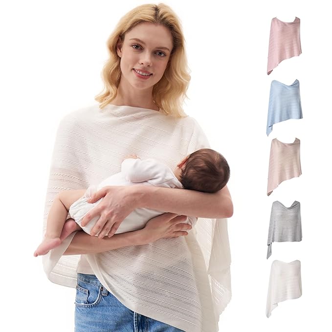 Momcozy Ultra-Light Nursing Cover for Breastfeeding, Soft Breathable Tencel™ Lyocell Fabric, Multi-Use Feeding Shawl, Newborn Essentials Must Haves(White)