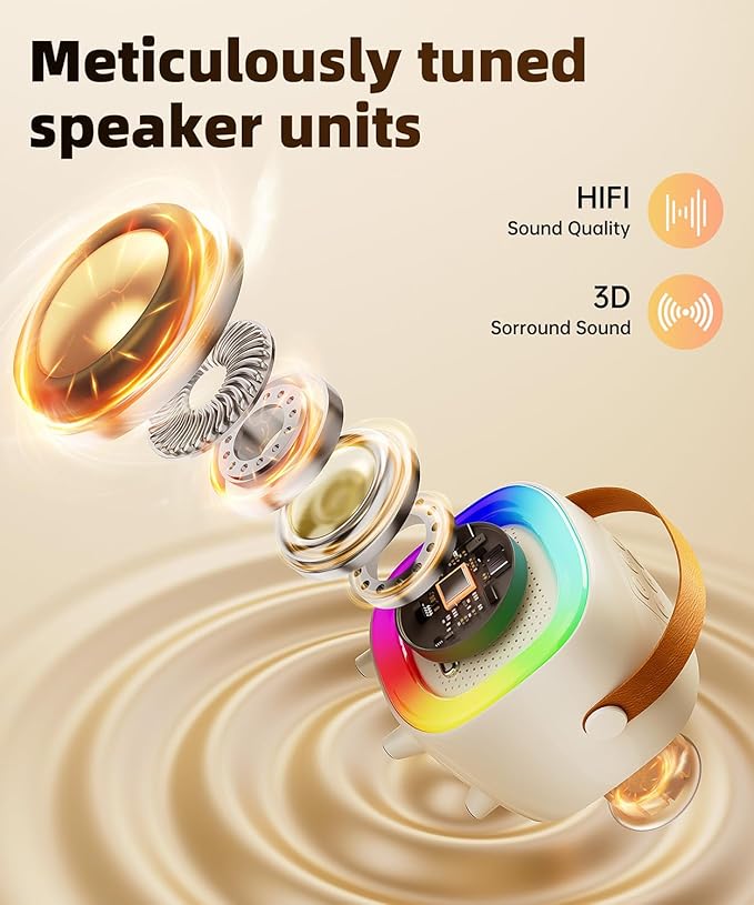 Mini Karaoke Machine Speaker for Kids Adults, Portable Bluetooth with 2 Wireless Microphones, Children's Day Birthday Gift Ideas for Toys for Teens Boys and Girls Aged 4, 5, 6, 7, 8, 9, 10, 11, 12+