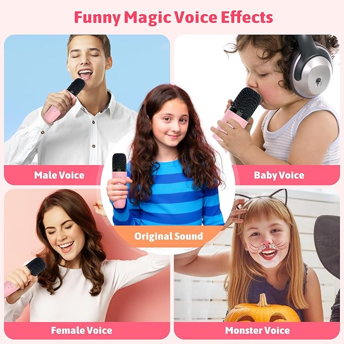 Karaoke Machine for Kids Adults, Portable Bluetooth Speaker with Wireless Microphone and LED Lights, Kids Toys Birthday Gifts for Girls and Boys Ages 4, 5, 6, 7, 8,9,10,11,12+ Years, Home Party