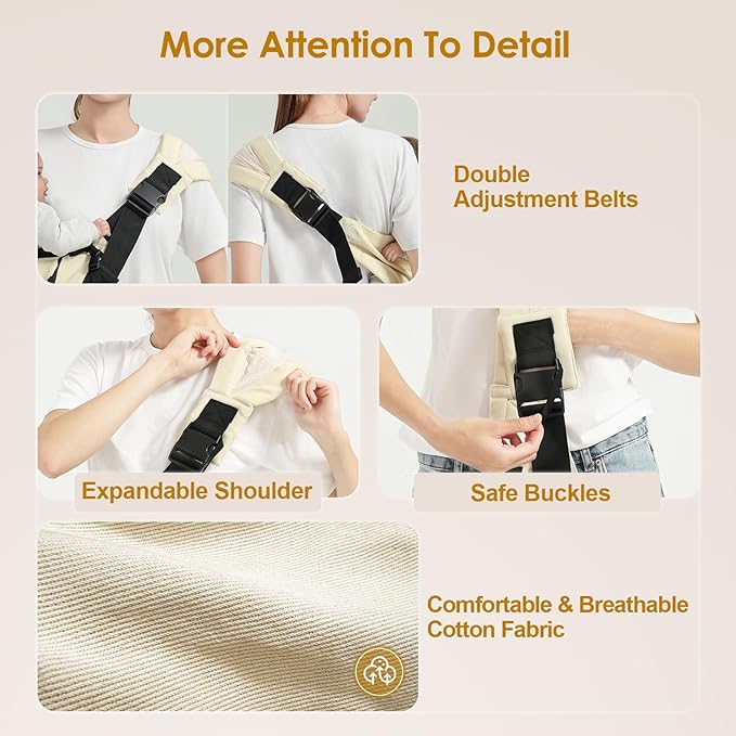 Toddler Sling Carrier, Easy to Wear Baby Carrier Sling 7-40 lbs, Adjustable Lightweight Baby Wrap Sling, Perfect Toddler Hip Carriers One Size Fits All, Black