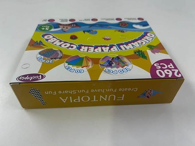 Origami Kit for Kids Ages 5-8 8-12, 260 Sheets Origami Paper with 99 Patterns and Guiding Book, Funtopia DIY Craft Art Projects Supplies for Boys Girls, Travel School Vacation Activities Toy