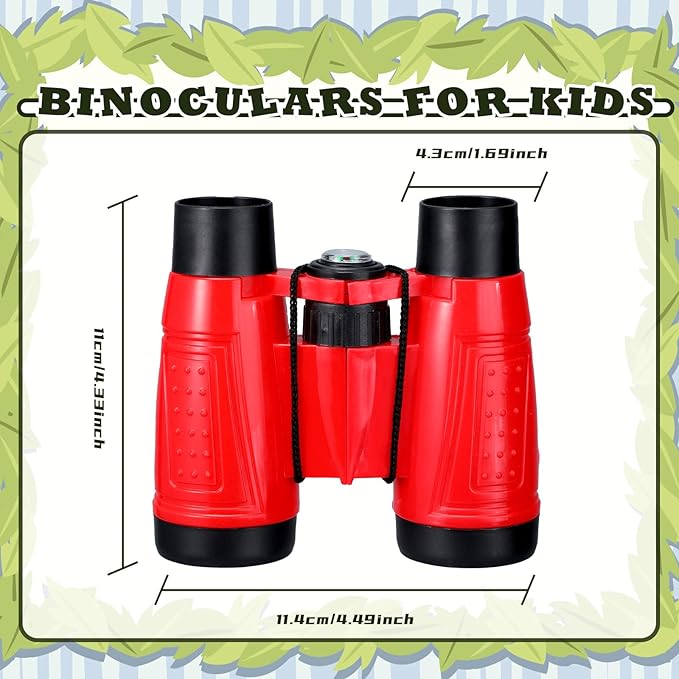 Libima 24 Pcs Binoculars for Kids Educational Compact Kids Binoculars with Neck String Toddler Telescope for Boys Girls Learning Bird Watching Camping Hiking Travel Safaris Birthday Gifts(Red)