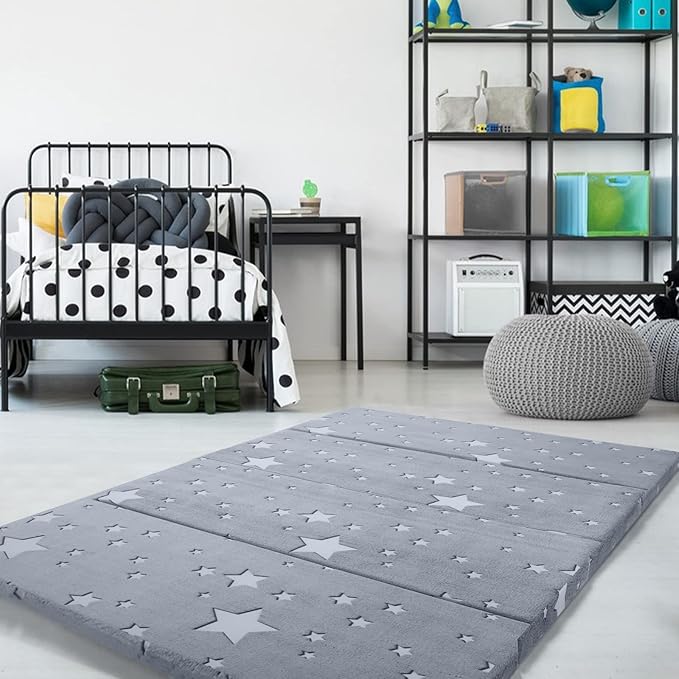 MeMoreCool Kids Floor Mattress Large 6x4 FT, Thicken Foam Futon Mattress for Playroom, Foldable Crawling Mat for Children’s Play Area