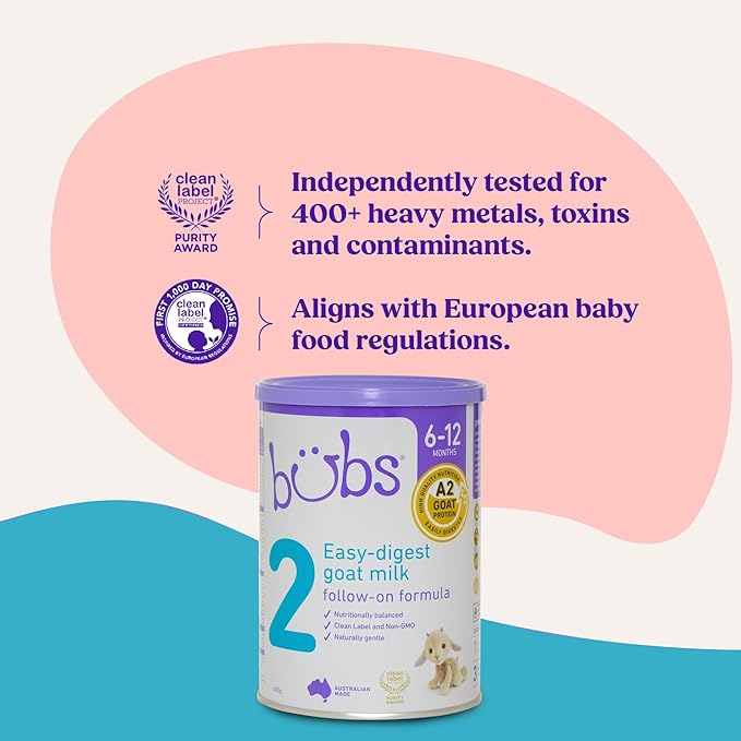 Bubs Goat Milk Infant Formula Stage 2, Infants 6-12 months, Made with Fresh Goat Milk, 14.1 oz