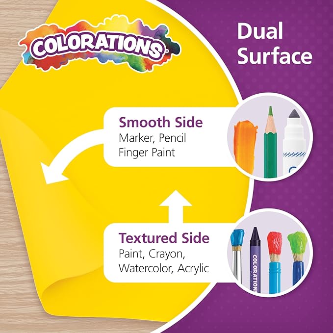 Colorations Dual Surface Paper Roll Classroom Supplies for Arts and Crafts Yellow (36" x 1000') (Item # DSYE)