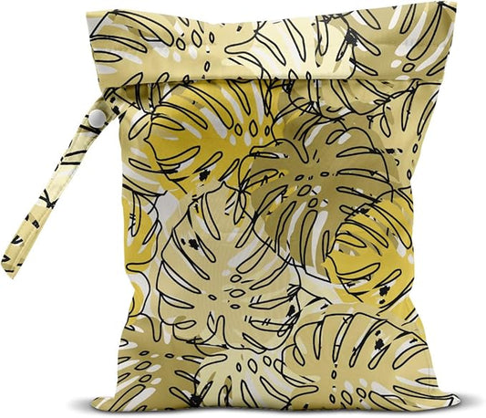 Wet Bag, Wet Dry Bag, Wet Bag for Swimsuit, Travel, Beach, Pool, Diapers, Dirty Yoga Gym Clothes, Makeup Bag, Waterproof Tropical Palm Leaves Decor Jungle Palm Leaf Favors