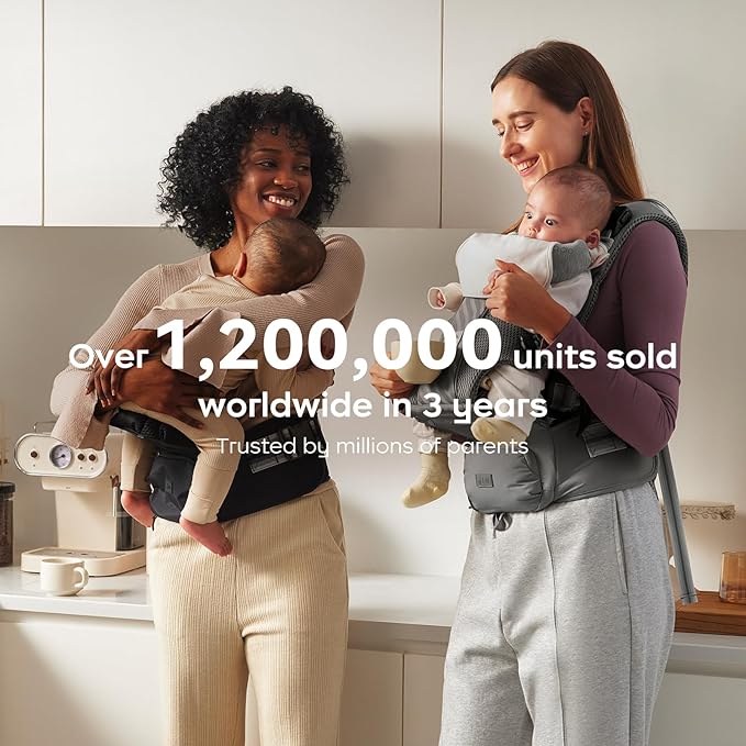 Bc Babycare Hexa Effortless Baby Carrier with Hip Seat - Ergonomic Toddler Carrier (13.2-33 lbs), Adjustable Slide Lock & Knob, Hip-Healthy Design for Parent's Back Relief, Gray