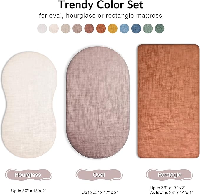 Bassinet Sheet for Baby Boy and Girl 2 Pack, Fitted Sheets for Rectangle, Oval, Hourglass Bassinet Mattress, Muslin Moses Basket Sheets with Neutral Style (Purple Petals & White)