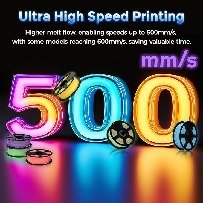 FLASHFORGE Rapid PLA Filament 1.75mm Luminous Yellow, 500mm/s High Speed Printing, Glow in The Dark 3D Printer Filament 1kg Spool, Dimensional Accuracy +/- 0.02mm, Brilliant, Long-Lasting Glow